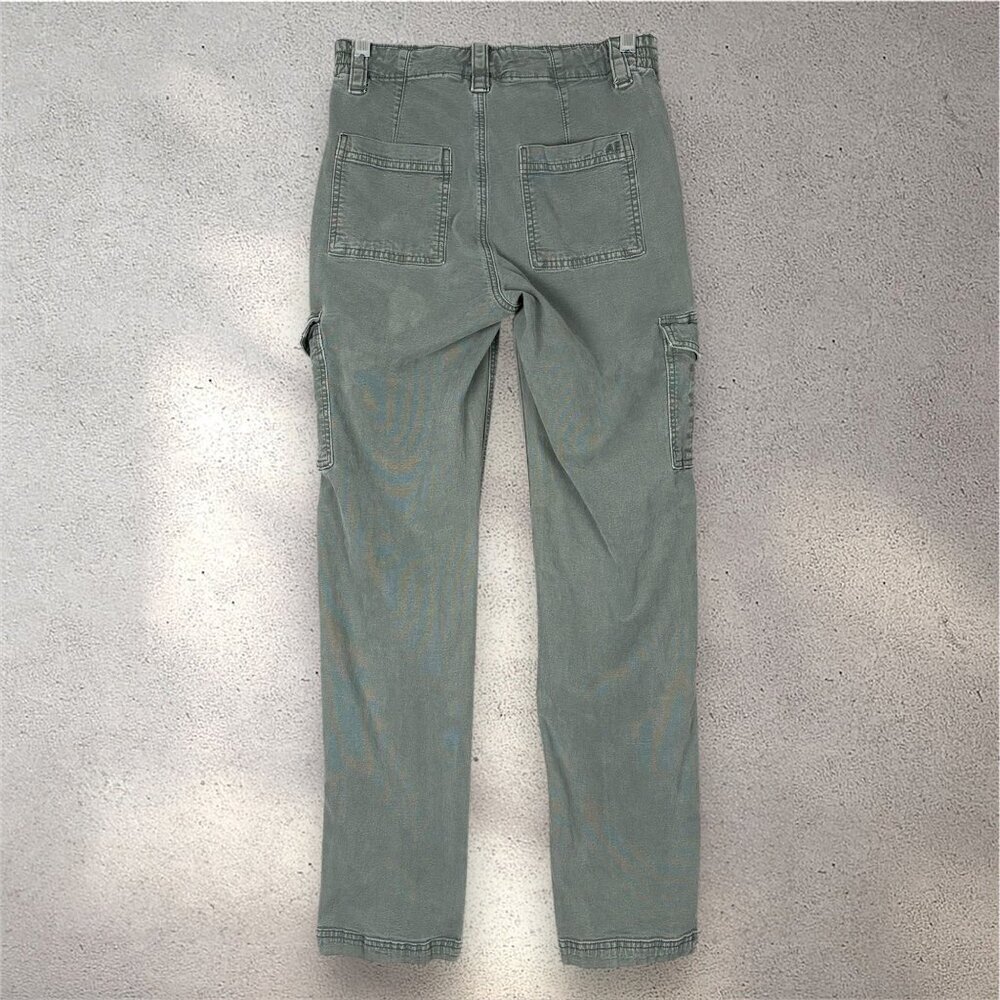 American Eagle Stretch Cargo Pants Women’s 0 Green Utility Y2K Cotton Blend - Picture 2 of 7
